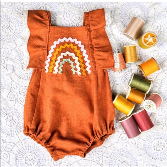 handmade Other - Handmade Linen Rainbow Baby Romper